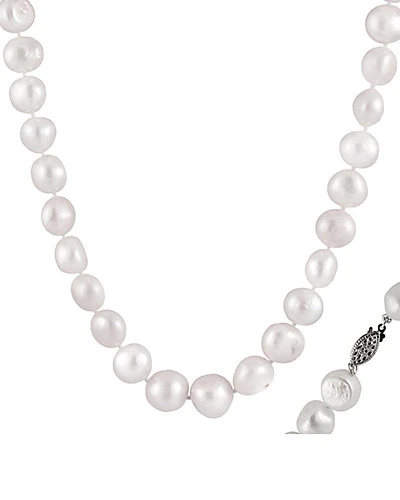 Rhodium Plated Silver 12-13mm Freshwater Pearl Necklace Women 2 Rhodium Plated Silver 12-13mm Freshwater Pearl Necklace Women