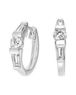 Silver CZ Hoops Women