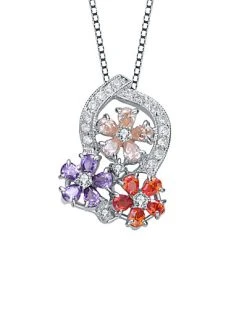 Silver CZ Necklace Women