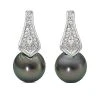 Silver White Topaz 8.5mm Freshwater Pearl Earrings Women -Fashionable Womens Clothing Store 6030062855 RLLD 1