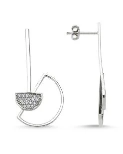 Silver CZ Geometric Studs Women
