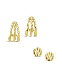 14K Over Silver Rope Studs Women