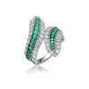 Two-Tone Over Silver CZ Bypass Ring Women