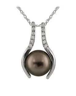 14K Diamond 10-11mm Pearl Pendant Women