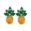Pineapple 24K Gold Plated Petite Stone Statement E Women