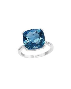 14K 8.40 Ct. Tw. Diamond & London Blue Topaz Ring Women