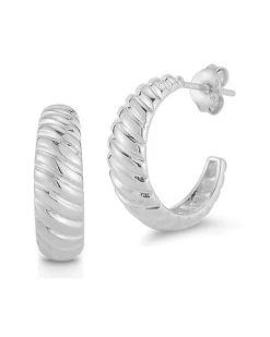 And Madison Silver Twist Hoops Women