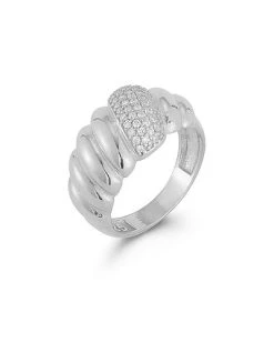 And Madison Silver CZ Twist Ring Women