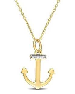 Gold Over Silver Diamond Pendant Necklace Women