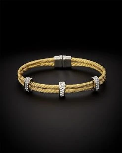 18K Plated CZ Twisted Mesh Bangle Bracelet Women