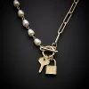 18K Plated Pearl Link Charm Necklace Women 1 18K Plated Pearl Link Charm Necklace Women -Fashionable Womens Clothing Store 6030378118 RLLD 1