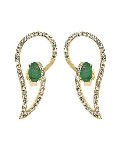 14K 0.74 Ct. Tw. Diamond & Emerald Earrings Women 3 14K 0.74 Ct. Tw. Diamond & Emerald Earrings Women