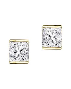 18K Over Silver CZ Earrings Women