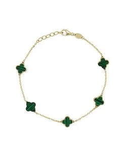 14K Malachite Enamel Chain Bracelet Women