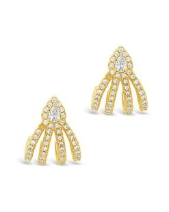 14K Plated CZ Huggie Studs Women