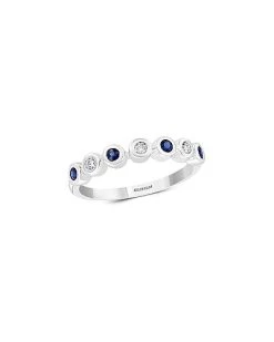 14K 0.27 Ct. Tw. Diamond & Sapphire Half-Eternity Ring Women