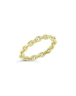 14K Over Silver Continuous Chain Link Ring Women