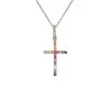 Fine Jewelry 14K Rose Gold 0.25 Ct. Tw. Diamond & Sapphire Cross Pendant Women