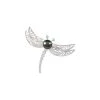 Rhodium Plated Silver 8-8.5mm Pearl Brooch Women