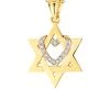 14K Diamond Interlocking Star Of David & Heart Necklace Women