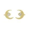 Little Jewels 14K Over Silver White Topaz Moon Studs Women -Fashionable Womens Clothing Store 6030950140 RLLD 1