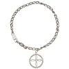 Little Jewels Silver White Topaz Open Cross Bracelet Women