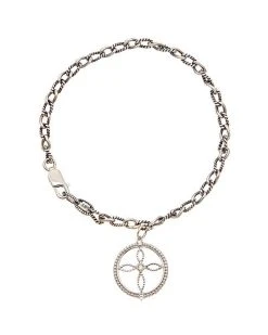 Little Jewels Silver White Topaz Open Cross Bracelet Women
