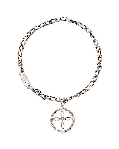 Little Jewels Silver White Topaz Open Cross Bracelet Women 3 Little Jewels Silver White Topaz Open Cross Bracelet Women