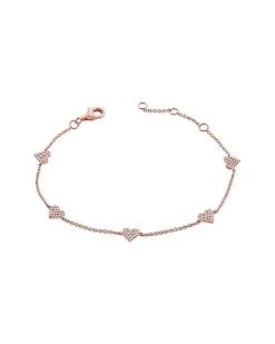 14K Rose Gold 0.31 Ct. Tw. Diamond Heart Station Bracelet Women