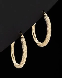 18K Italian Gold Hoop Earrings Women