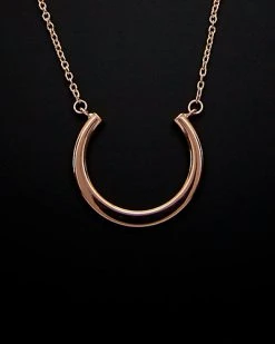 14K Italian Rose Gold Polished Half Circle Necklace Women