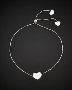14K Italian Gold Adjustable Heart Bracelet Women