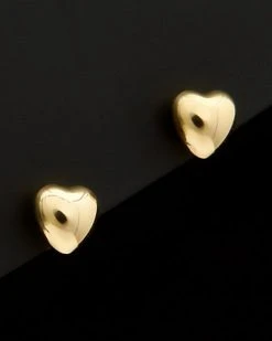 14K Italian Gold Puffed Heart Studs Women