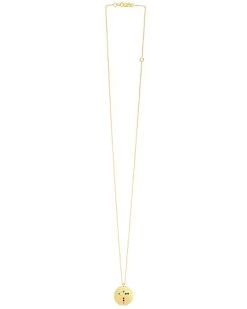 14K Italian Gold Gemstone Cross Disc Necklace Women