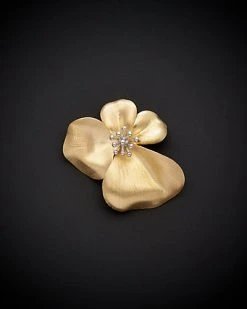 14K Italian Gold Two-Tone Satin Flower Brooch Women