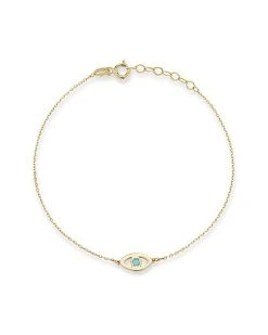 14K Turquoise Evil Eye Bracelet Women