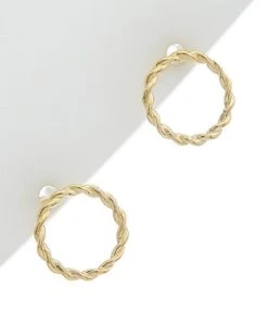 14K Italian Gold Twisted Circle Earrings Women