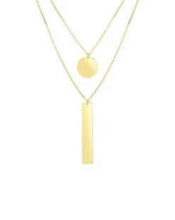 14K Circle & Bar Necklace Women